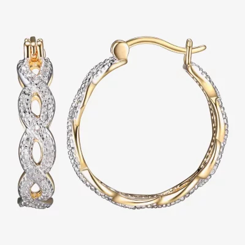 Sparkle Allure Diamond Accent 18K Gold Over Brass Hoop Earrings