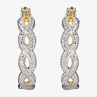 Sparkle Allure Diamond Accent 18K Gold Over Brass Hoop Earrings