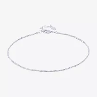 Silver Reflections Womens 10 Inch Solid Box Ankle Bracelet