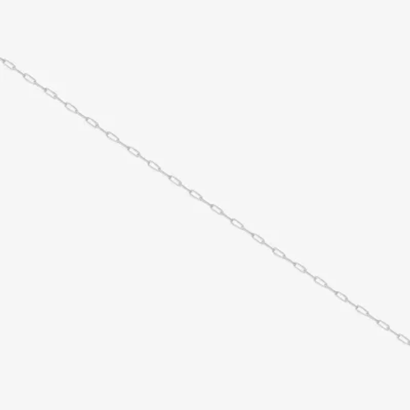 Silver Reflections Womens 10 Inch Solid Paperclip Ankle Bracelet