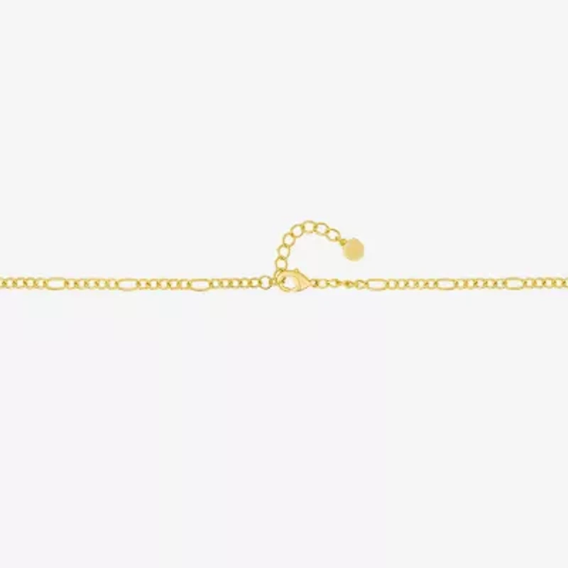 Silver Reflections Womens 14K Gold Over Brass 10 Inch Solid Figaro Ankle Bracelet