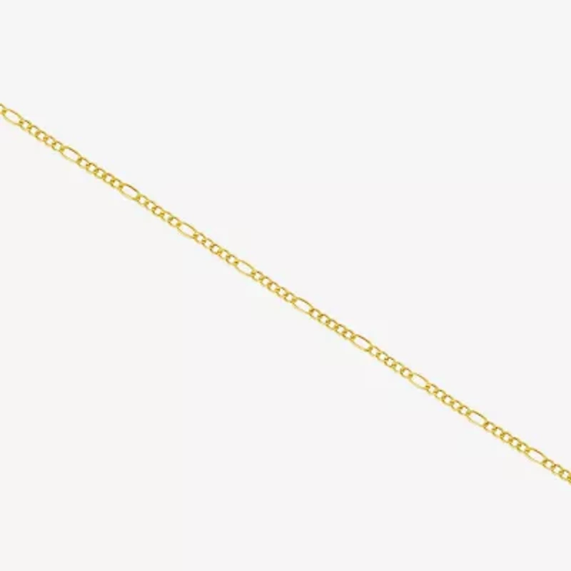 Silver Reflections Womens 14K Gold Over Brass 10 Inch Solid Figaro Ankle Bracelet