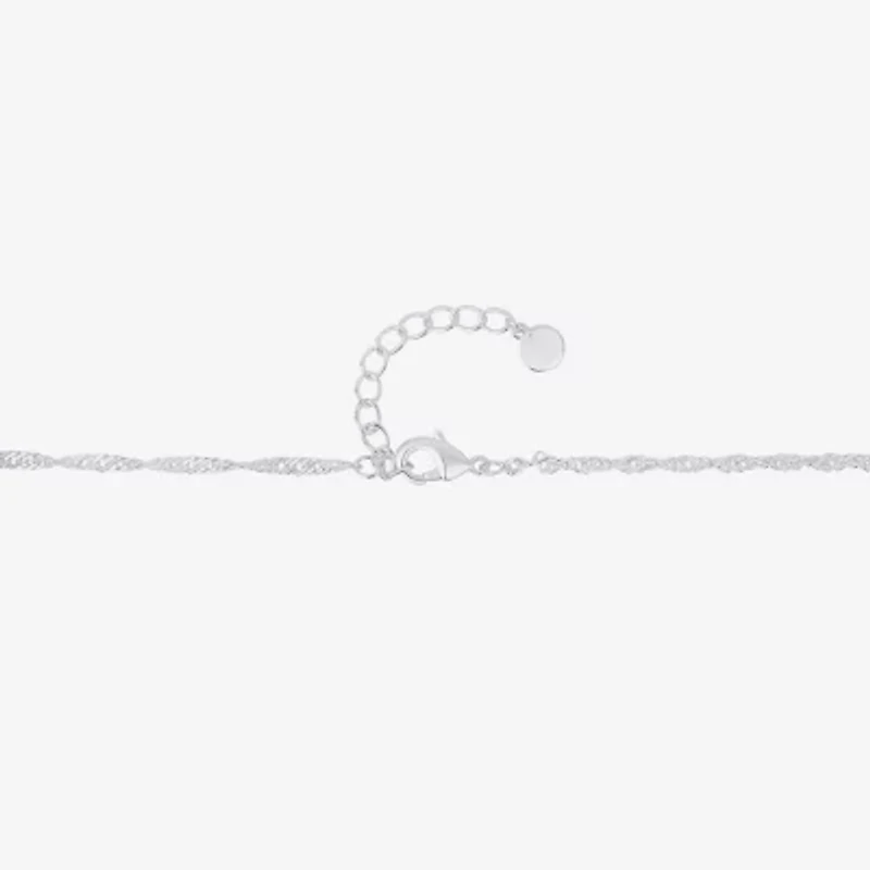 Silver Reflections Womens 10 Inch Solid Cable Ankle Bracelet