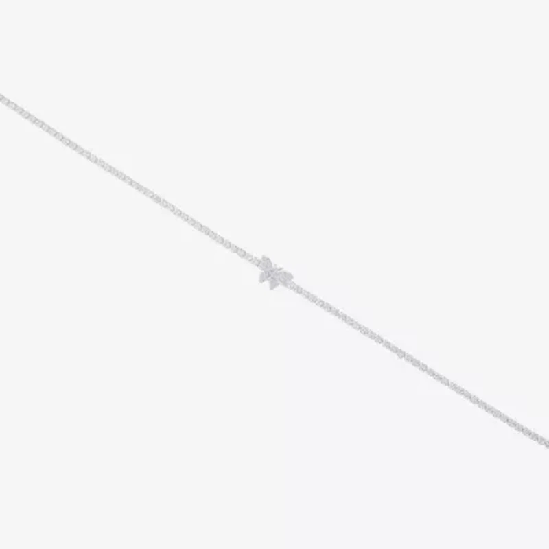 Silver Reflections Womens 10 Inch Butterfly Ankle Bracelet