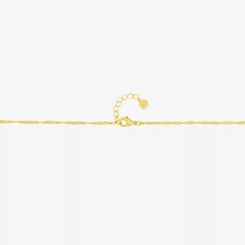 Silver Reflections Womens 14K Gold Over Brass 10 Inch Solid Singapore Ankle Bracelet