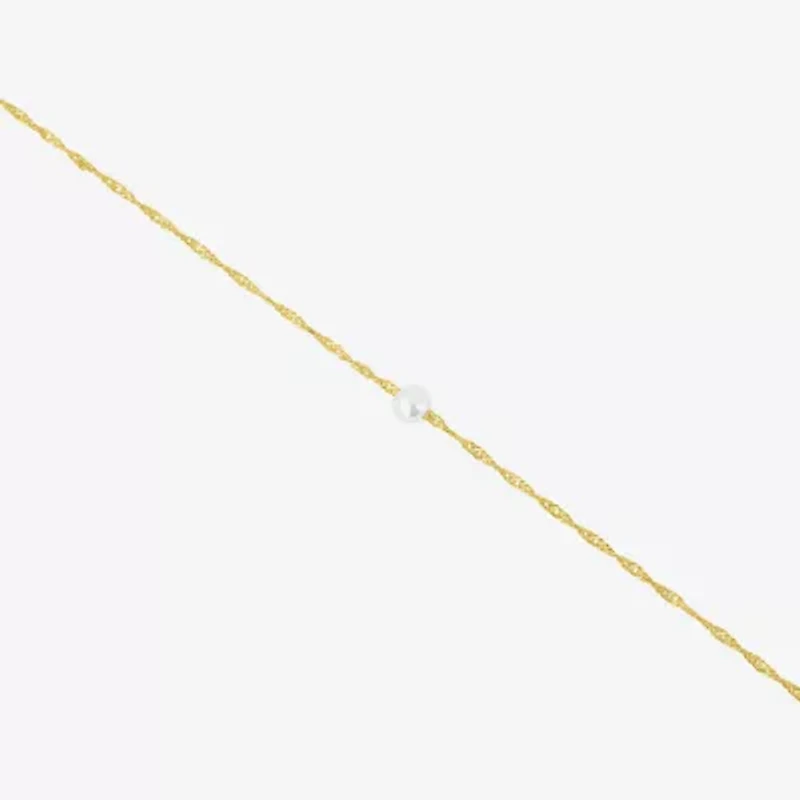 Silver Reflections Womens 14K Gold Over Brass 10 Inch Solid Singapore Ankle Bracelet