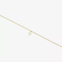 Silver Reflections Womens 14K Gold Over Brass 10 Inch Cross Ankle Bracelet