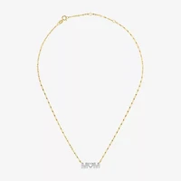 (G-H / I1-12) "Mom" Womens 1/3 CT. T.W. Lab Grown White Diamond 10K Gold Heart 16 Inch Pendant Necklace