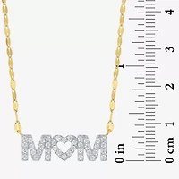 (G-H / I1-12) "Mom" Womens 1/3 CT. T.W. Lab Grown White Diamond 10K Gold Heart 16 Inch Pendant Necklace