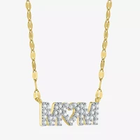 (G-H / I1-12) "Mom" Womens 1/3 CT. T.W. Lab Grown White Diamond 10K Gold Heart 16 Inch Pendant Necklace