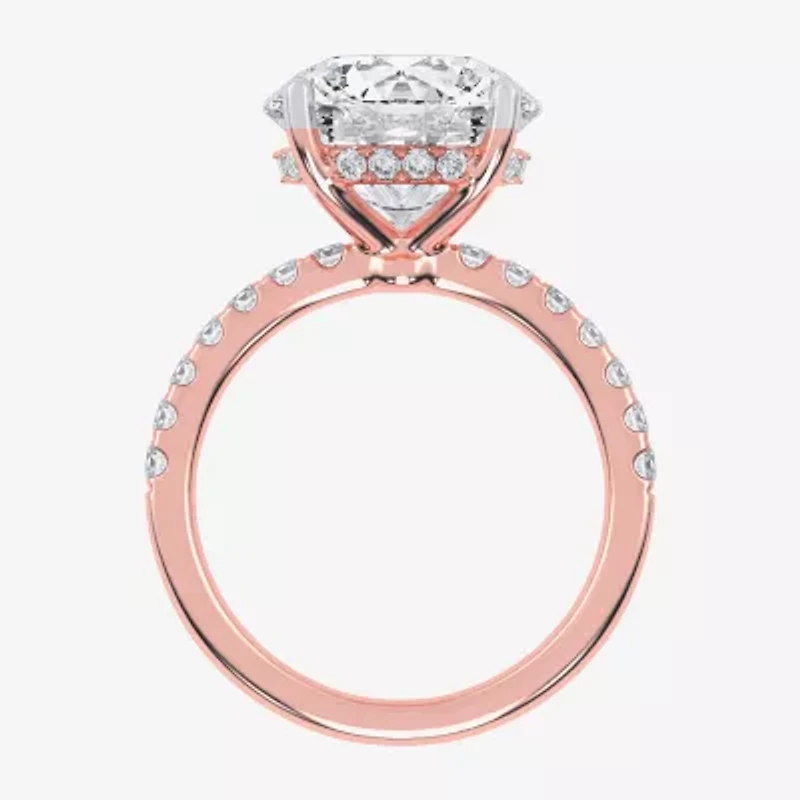(G-H / Si1-Si2) Womens 5 1/2 CT. T.W. Lab Grown White Diamond 14K Gold Round Side Stone Engagement Ring