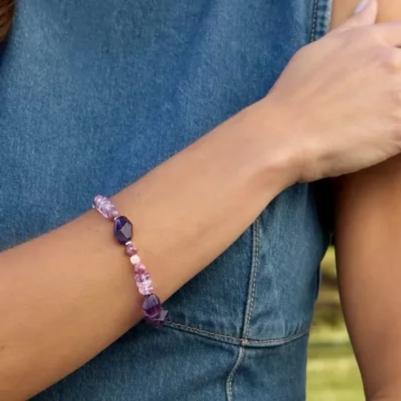 Silpada Womens Purple Sterling Silver Beaded Bracelet
