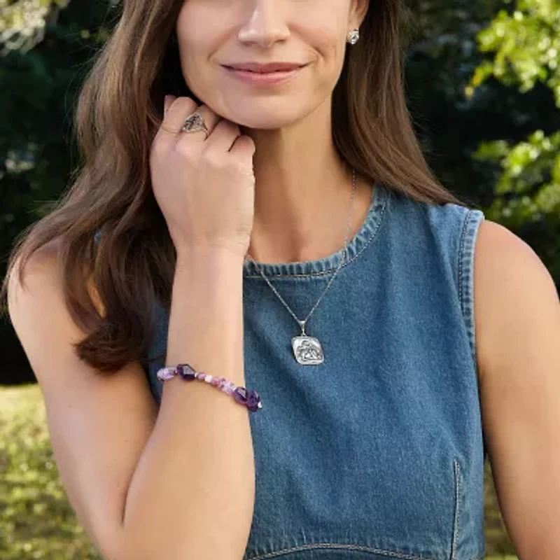 Silpada Womens Purple Sterling Silver Beaded Bracelet