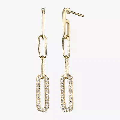 Paris 1901 By Charles Garnier Womens Cubic Zirconia 18K Gold Over Silver Drop Earrings