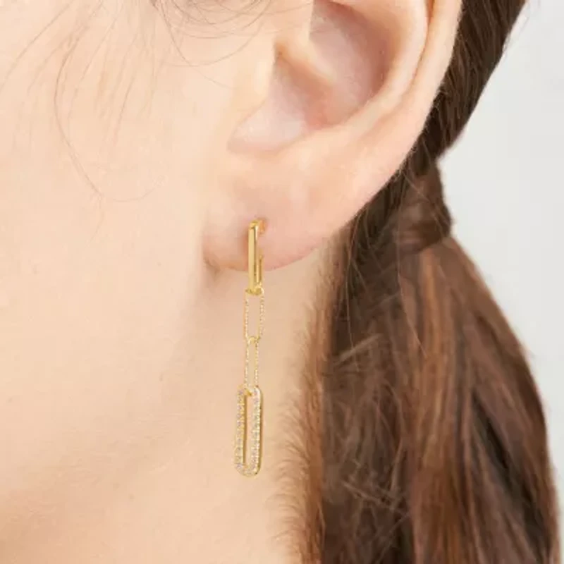 Paris 1901 By Charles Garnier Womens Cubic Zirconia 18K Gold Over Silver Drop Earrings