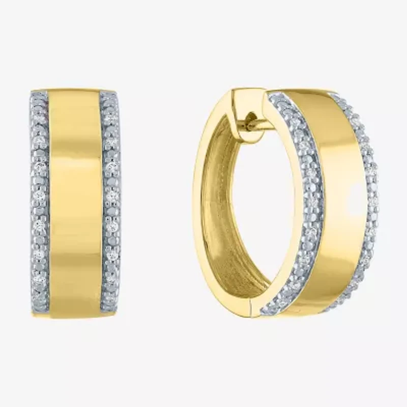 Diamond Addiction (G-H / I1-I2) Womens 1/10 CT. T.W. Lab Grown White Diamond 14K Gold Over Silver 18mm Hoop Earrings