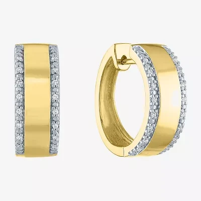 Diamond Addiction (G-H / I1-I2) Womens 1/10 CT. T.W. Lab Grown White Diamond 14K Gold Over Silver 18mm Hoop Earrings