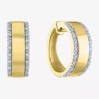 Diamond Addiction (G-H / I1-I2) Womens 1/10 CT. T.W. Lab Grown White Diamond 14K Gold Over Silver 18mm Hoop Earrings
