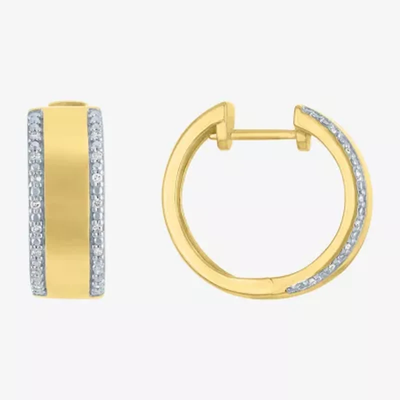 Diamond Addiction (G-H / I1-I2) Womens 1/10 CT. T.W. Lab Grown White Diamond 14K Gold Over Silver 18mm Hoop Earrings