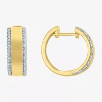 Diamond Addiction (G-H / I1-I2) Womens 1/10 CT. T.W. Lab Grown White Diamond 14K Gold Over Silver 18mm Hoop Earrings