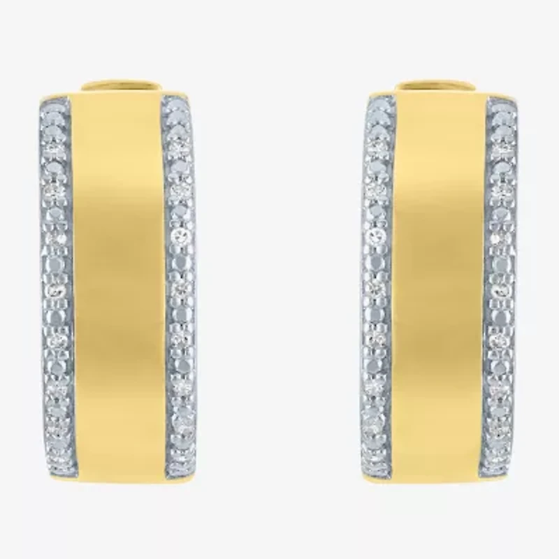 Diamond Addiction (G-H / I1-I2) Womens 1/10 CT. T.W. Lab Grown White Diamond 14K Gold Over Silver 18mm Hoop Earrings
