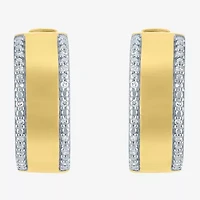 Diamond Addiction (G-H / I1-I2) Womens 1/10 CT. T.W. Lab Grown White Diamond 14K Gold Over Silver 18mm Hoop Earrings