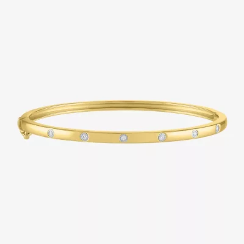 Diamond Addiction (G-H / I1-I2) 1/10 CT. T.W. Lab Grown White Sterling Silver or 14K Gold Over Bangle Bracelet
