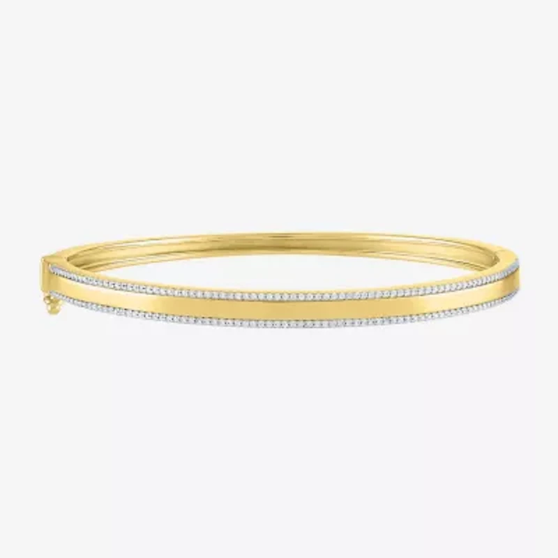 Diamond Addiction (G-H / Si2-I1) Womens 1/2 CT. T.W. Lab Grown White Diamond 14K Gold Over Silver Bangle Bracelet