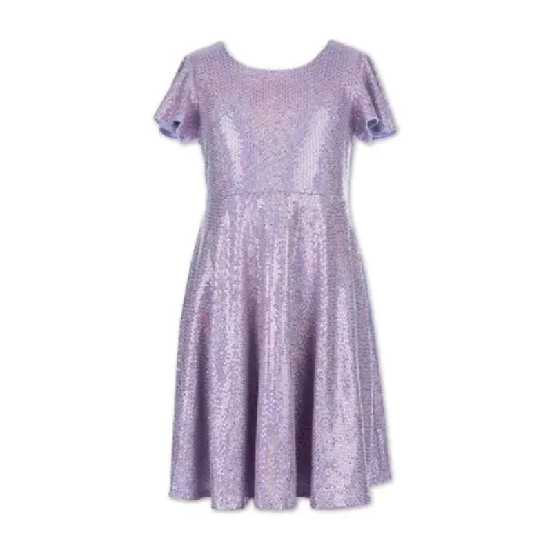 Speechless Big Kid Girls Short Sleeve Flutter A-Line Dress