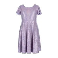 Speechless Big Kid Girls Short Sleeve Flutter A-Line Dress