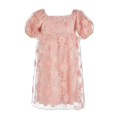 Speechless Little Girls Elbow Sleeve Puffed Babydoll Dress