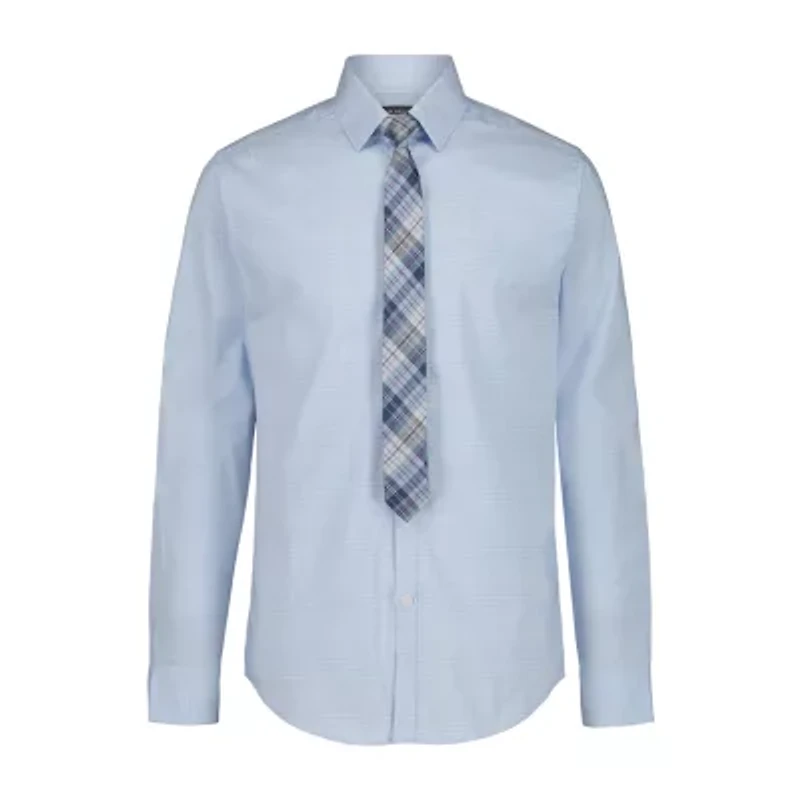 Van Heusen Little & Big Kid Boys Stretch Fabric Long Sleeve Point Collar Shirt + Tie Set