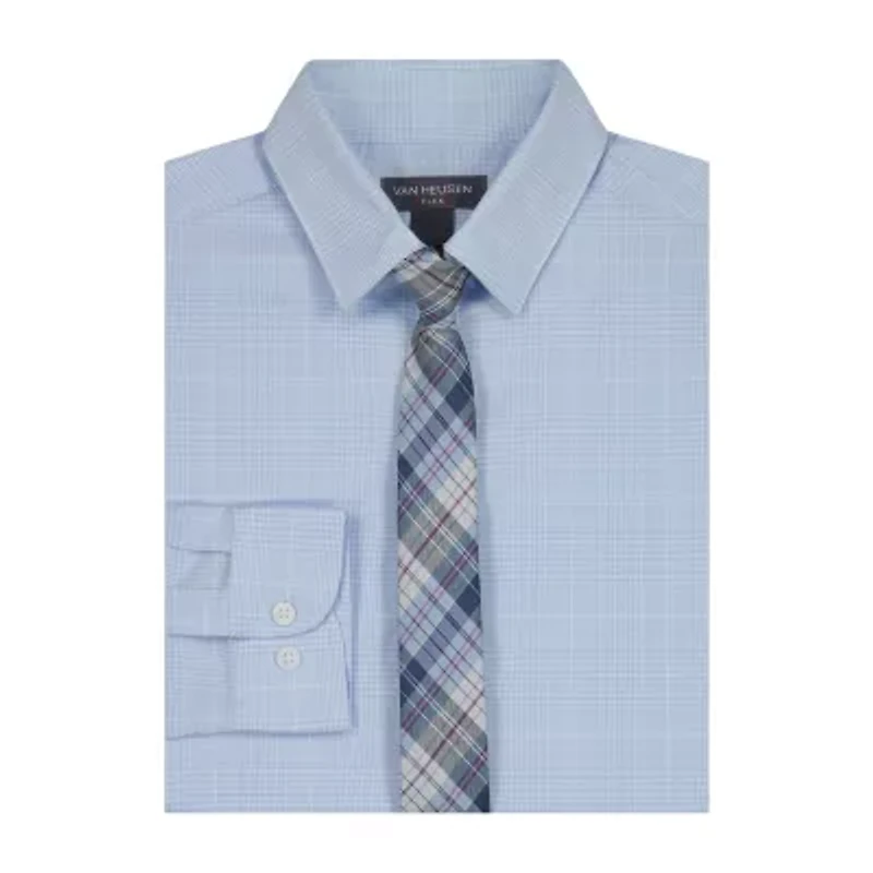 Van Heusen Little & Big Kid Boys Stretch Fabric Long Sleeve Point Collar Shirt + Tie Set