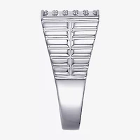 Mens Cubic Zirconia Sterling Silver Square Signet Ring