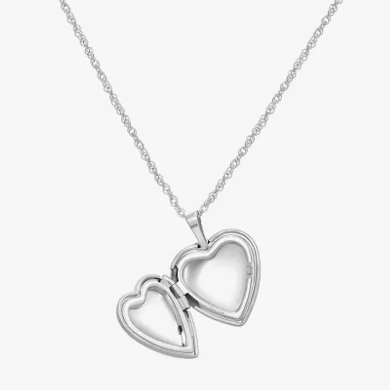 Womens Sterling Silver 18 Inch Locket Necklace