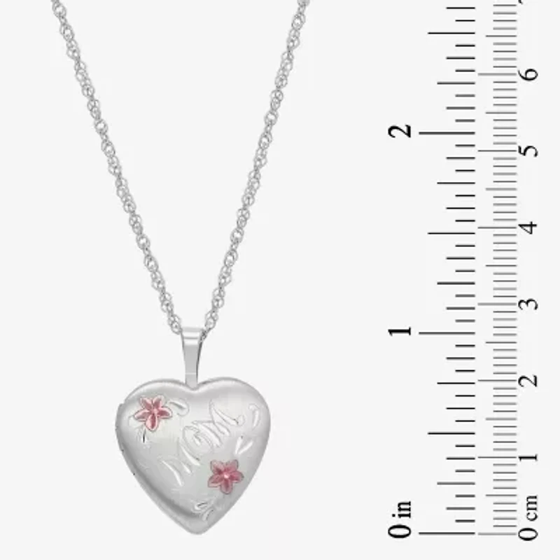 Womens Sterling Silver 18 Inch Locket Necklace