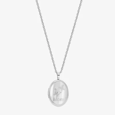 "Mom" Womens Sterling Silver 18 Inch Locket Necklace