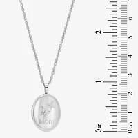 "Mom" Womens Sterling Silver 18 Inch Locket Necklace