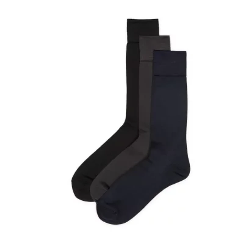 Stafford Microfiber Mens 3 Pair Big and Tall Crew Socks