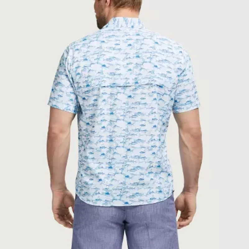 IZOD Sunshield Performance Mens Short Sleeve Regular Fit Stretch Fabric Button-Down Shirt