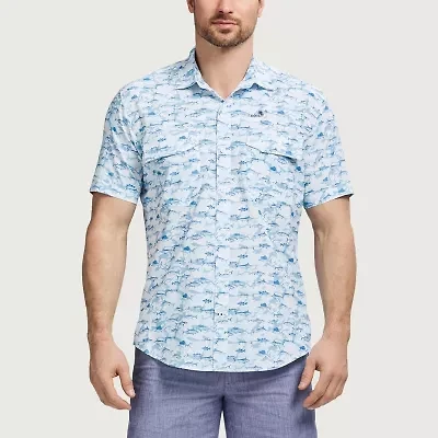 IZOD Sunshield Performance Mens Short Sleeve Regular Fit Stretch Fabric Button-Down Shirt