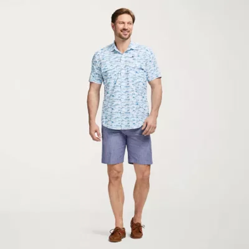 IZOD Sunshield Performance Mens Short Sleeve Regular Fit Stretch Fabric Button-Down Shirt
