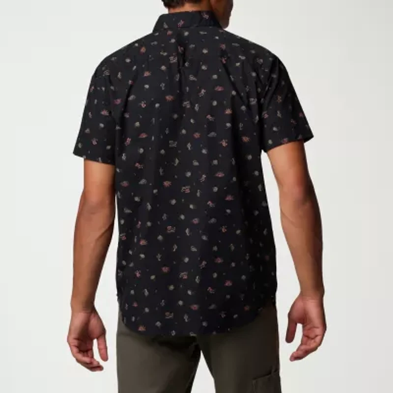Columbia Mens Short Sleeve Regular Fit Stretch Fabric Button-Down Shirt