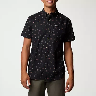 Columbia Mens Short Sleeve Regular Fit Stretch Fabric Button-Down Shirt