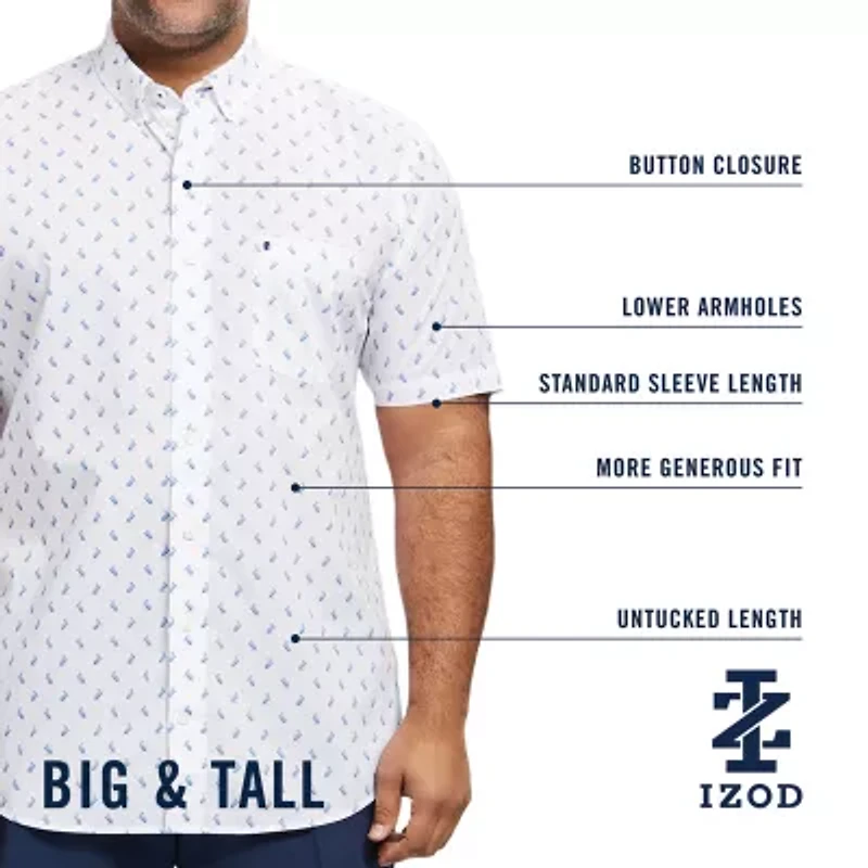 IZOD Breeze Mens Short Sleeve Classic Fit Stretch Fabric Big and Tall Button-Down Shirt
