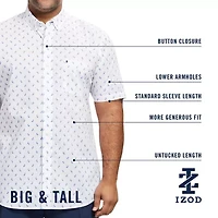 IZOD Breeze Mens Short Sleeve Classic Fit Stretch Fabric Big and Tall Button-Down Shirt