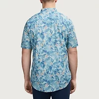 IZOD Dockside Chambray Mens Short Sleeve Classic Fit Big and Tall Button-Down Shirt