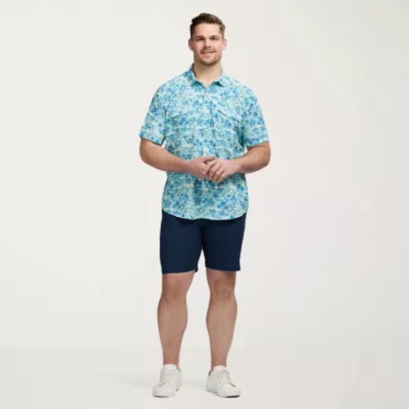 IZOD Mens Short Sleeve Classic Fit Stretch Fabric Big and Tall Button-Down Shirt