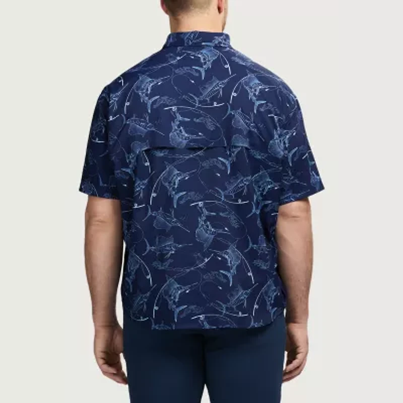 IZOD Mens Short Sleeve Classic Fit Stretch Fabric Big and Tall Button-Down Shirt