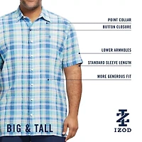 IZOD Lux Classic Mens Short Sleeve Fit Big and Tall Button-Down Shirt